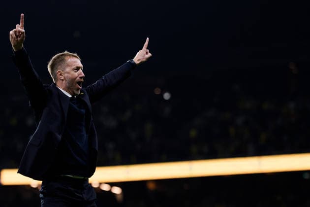 September 28, 2026: Sweden s head coach Graham Potter celebrates after Viktor Gyökeres (not pictured) scored the 3-1 goal during the Nations League soccer match between Sweden and Poland on September 28, 2026 in Stockholm. Photo by Joel Marklund, BILDBYRAN. Code: JM JM0857 bbeng soccer football soccer international match Nations League UEFA Nations League Sweden Sweden A Poland Poland celebration  Copyright: JOELxMARKLUND BB260928JM049