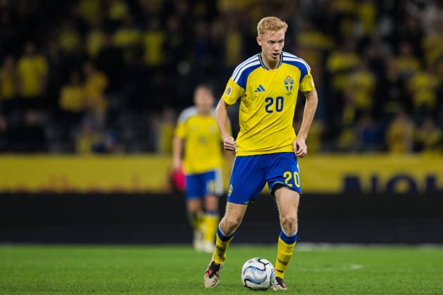 September 28, 2026: Hugo Larsson of Sweden during the Nations League soccer match between Sweden and Poland on September 28, 2026 in Stockholm. Photo by Jesper Zerman, BILDBYRAN, code JZ JM0857. bbeng soccer football soccer match international match Nations League UEFA Nations League Sweden Sweden A Poland  Copyright: JESPERxZERMAN BB260928JZ057