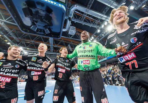 September 28, 2026 Handball 1st Bundesliga OPEL HBL 2026–2027 Season, Matchday 6: HC Erlangen (Nuremberg Metropolitan Region) vs. HCE ThSV Eisenach (Women s Team) xdaxmax Frieder Bandlow 2, HC Erlangen HCE Sebastian Firnhaber 18, HC Erlangen HCE Florian Scheerer 10, HC Erlangen HCE Rubens Pierre 93, HC Erlangen HCE Maciej Gebala 77, HC Erlangen HCE celebrates after the game