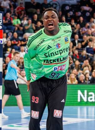 September 28, 2026 Handball 1st Bundesliga OPEL HBL 2026–2027 Season, Matchday 6: HC Erlangen (Nuremberg Metropolitan Region) vs. HCE ThSV Eisenach, Women’s Team (DaMa) xdaxmax Rubens Pierre 93, HC Erlangen HCE is in pain; injury sustained