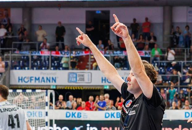 September 28, 2026 Handball 1st Bundesliga OPEL HBL 2026–2027 Season, Matchday 6: HC Erlangen (Nuremberg Metropolitan Region) vs. HCE ThSV Eisenach Women s Team xdaxmax Celebration, Joy Johannes Sellin, Coach of HC Erlangen (HCE), is delighted