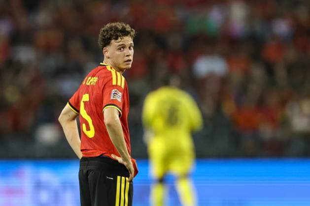 Belgium s Maxim De Cuyper looks dejected during a soccer game between Belgian national team, Nationalteam Red Devils and France, on Monday 28 September 2026 in Brussels, the second game of the UEFA Nations League group stage. BRUNOxFAHY  x188124278x
