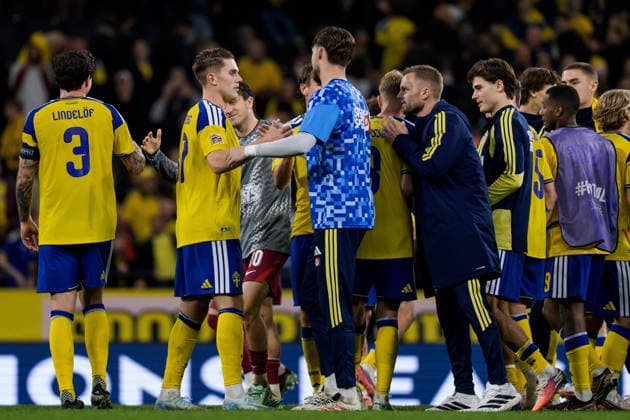 September 28, 2026: Viktor Gyökeres of Sweden celebrates after the Nations League soccer match between Sweden and Poland on September 28, 2026 in Stockholm. Photo by Joel Marklund, BILDBYRAN. Code: JM JM0857 bbeng soccer football soccer international match Nations League UEFA Nations League Sweden Sweden A Poland Poland celebration  Copyright: JOELxMARKLUND BB260928JM065