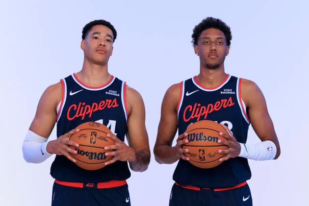 September 28, 2026, Inglewood, California, USA: (L-R) Yanic Konan Niederhauser 14 and Baba Miller 18 during the Los Angeles Clippers Media Day on Monday September 28, 2026 at Intuit Dome in Inglewood, California. ARIANA RUIZ PI Inglewood USA - ZUMAp124 20260928_zaa_p124_030 Copyright: xArianaxRuizx