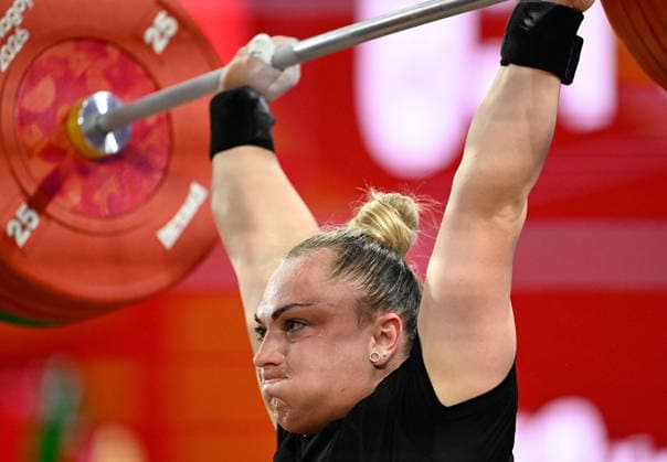 (260929) -- NAGOYA, Sept. 29, 2026 -- Alina Marushchak of Bahrain competes during the women s 86kg final of weightlifting at the 20th Asian Games Aichi-Nagoya 2026 in Nagoya, Japan, Sept. 29, 2026. ) (SP)JAPAN-NAGOYA-ASIAN GAMES-WEIGHTLIFTING-WOMEN S 86KG-FINAL YuxYang 