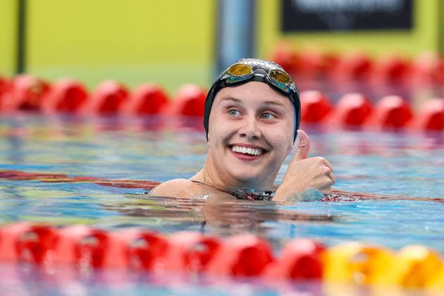 September 29, 2026, Sydney, Nsw, Australia: EMILY JONES reacts after competing in the Women s 100m backstroke heats during the 2026 Australian Short Course Championships. Swimming 2026: Australian Short Course Championships  - ZUMAt173 20260929_zsp_t173_041 Copyright: xStephanexThomasx
