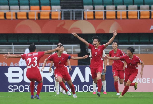 (260929) -- SHIZUOKA, Sept. 29, 2026 -- Myong Yu Jong (C) of the Democratic People s Republic of Korea (DPRK) celebrates after scoring during the women s semifinal football match between China and the Democratic People s Republic of Korea (DPRK) at 20th Asian Games Aichi-Nagoya 2026 in Fukuroi of Shizuoka Prefecture, Japan, Sept. 29, 2026. ) (SP)JAPAN-SHIZUOKA-ASIAN GAMES-FOOTBALL-WOMEN S SEMIFINAL-CHN VS PRK JiaxHaocheng 