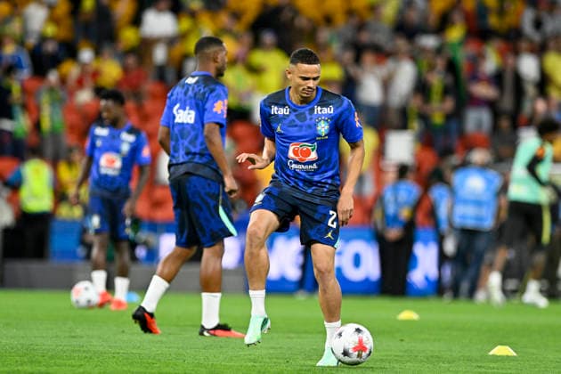 29th September 2026; Suncorp Stadium, Brisbane, Australia; Friendlies Football, Australia versus Brazil; Vanderson of Brazil during the warm up NigelxOwen