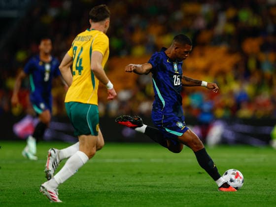SOCCER AUSTRALIA BRAZIL, Rayan of Brazil in action during the Queensland Football Series International Friendly, Länderspiel, Nationalmannschaft match between the Socceroos and Brazil at Suncorp Stadium in Brisbane, Tuesday, September 29, 2026. ( NO ARCHIVING, EDITORIAL USE ONLY  Copyright: xRUSSELLxFREEMANx 20260929130604810284