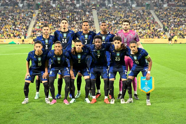 29th September 2026; Suncorp Stadium, Brisbane, Australia; Friendlies Football, Australia versus Brazil; Brazil pose for a team photo NigelxOwen