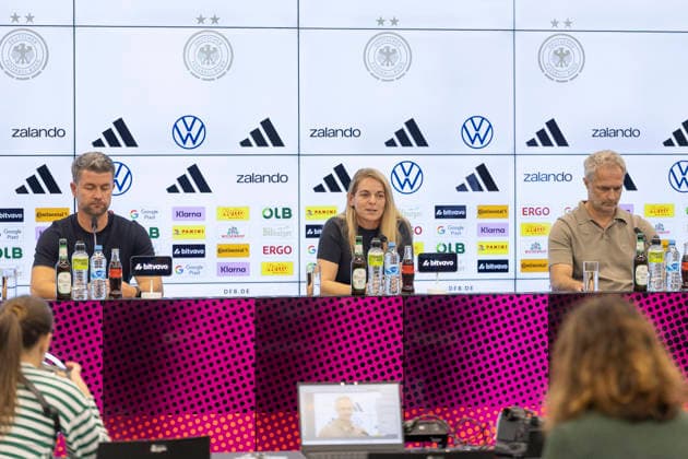 DFB Women s and U-23 Women s Press Conference, September 29, 2026: Michael Urbansky, head coach of the German U-23 Women s National Team; Nia Künzer, DFB Director of Women s Soccer; and Christian Wück, head coach of the German Women s National Team, DFB Women’s and U-23 Women’s Press Conference, Frankfurt, DFB Campus, September 29, 2026 Copyright: xBEAUTIFULxSPORTS Gawlikx