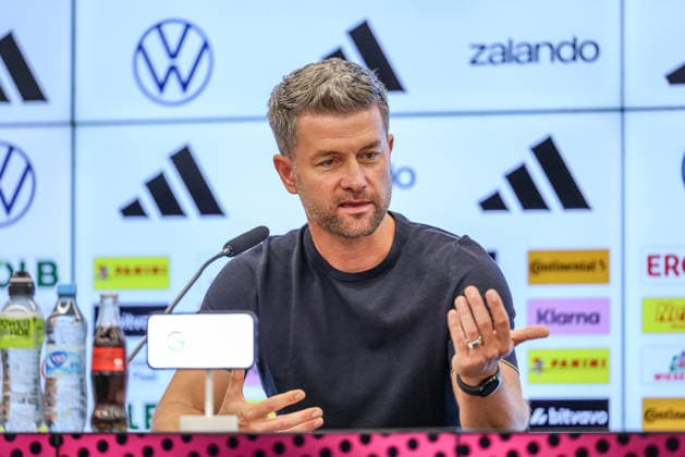 GER, Frankfurt, press conference with Nia Künzer, Christian Wück, and Michael Urbansky, hybrid media session, DFB, start of the World Cup season, German national team, DFB Campus in the photo: Michael Urbansky, head coach of Germany’s U23 national team, German national team, DFB Press Conference, Press Conference Marking the Start of the World Cup Season for the German Women’s National Team and the U23 Team at the DFB Campus. DFB DFL REGULATIONS PROHIBIT ANY USE OF PHOTOGRAPHS AS IMAGE SEQUENCES AND OR QUASI-VIDEO, September 29, 2026 Copyright: HMBxMedia HendrikxHamelau