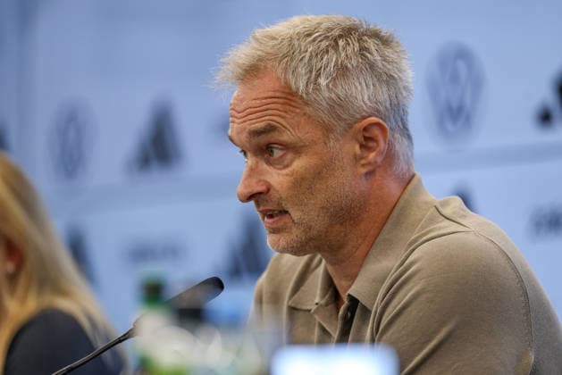 GER, Frankfurt, Press conference with Nia Künzer, Christian Wück, and Michael Urbansky, hybrid media session, DFB, start of the World Cup season, German national team, DFB Campus in the photo: Christian Wück, head coach of the German national team, German national team, DFB press conference, press conference marking the start of the World Cup season for the German women’s national team and the U23 team at the DFB Campus. DFB DFL REGULATIONS PROHIBIT ANY USE OF PHOTOGRAPHS AS IMAGE SEQUENCES AND OR QUASI-VIDEO, September 29, 2026 Copyright: HMBxMedia HendrikxHamelau