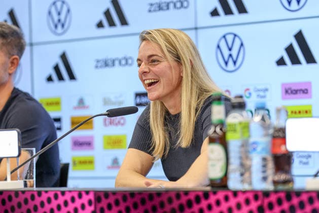 GER, Frankfurt, Press conference with Nia Künzer, Christian Wück, and Michael Urbansky, hybrid media session, DFB, start of the World Cup season, German national team, DFB Campus in the spotlight: Nia Künzer, DFB Director of Women s Soccer, DFB press conference, press conference marking the start of the World Cup season for the German Women’s National Team and the U23 team at the DFB Campus; DFB DFL regulations prohibit any use of photographs as image sequences and or quasi-video, September 29, 2026 Copyright: HMBxMedia HendrikxHamelau