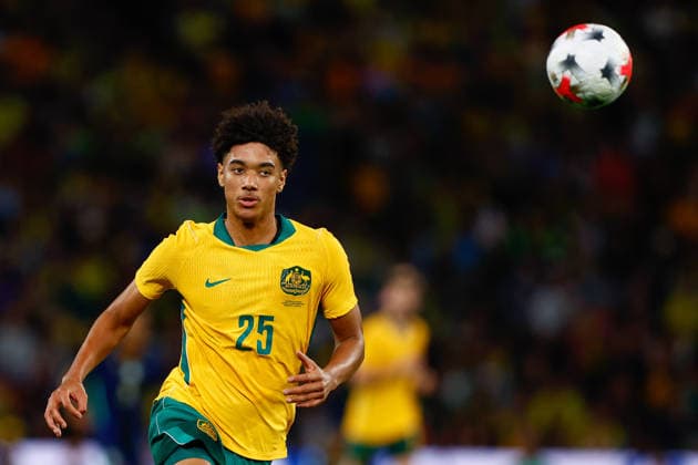 SOCCER AUSTRALIA BRAZIL, Lucas Herrington of Australia in action during the Queensland Football Series International Friendly, Länderspiel, Nationalmannschaft match between the Socceroos and Brazil at Suncorp Stadium in Brisbane, Tuesday, September 29, 2026. ( NO ARCHIVING, EDITORIAL USE ONLY  Copyright: xRUSSELLxFREEMANx 20260929152909725937