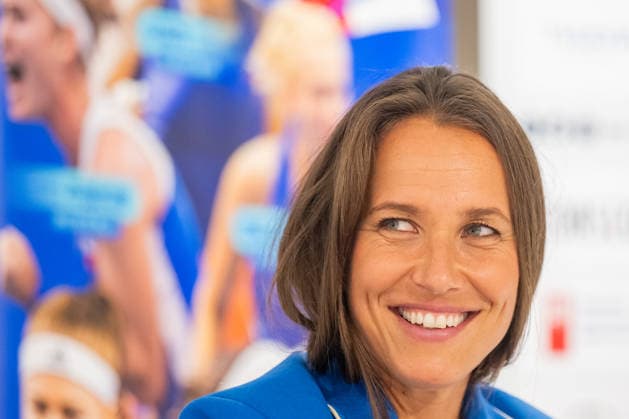 Non-playing captain of the Czech women s tennis team Barbora Strycova speaks at a press conference, PK, Pressekonferenz following Czech team s victory in the Billie Jean King Cup 2026, Prague, on September 29, 2026. (CTKxPhoto OndrejxDeml) CTKPhotoP2026092904173  CTKPhotoP2026092904173