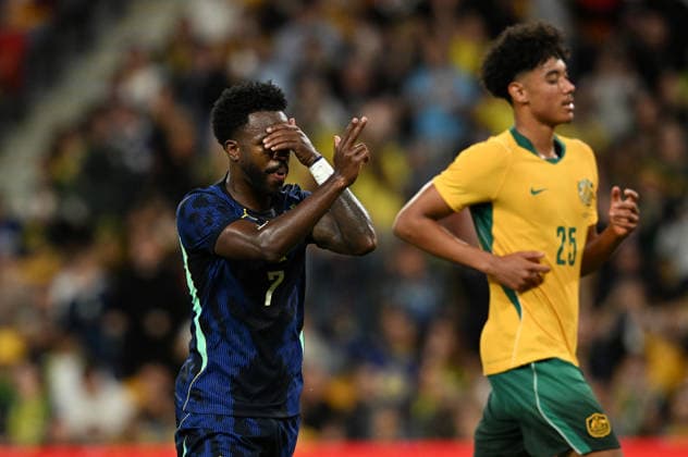 SOCCER AUSTRALIA BRAZIL, Vinicius Junior of Brazil celebrates scoring a goal during the Queensland Football Series International Friendly, Länderspiel, Nationalmannschaft match between the Australian Socceroos and Brazil at Suncorp Stadium in Brisbane, Tuesday, September 29, 2026. ( NO ARCHIVING, EDITORIAL USE ONLY BRISBANE QUEENSLAND Australia  Copyright: xDARRENxENGLANDx 20260929190591179447