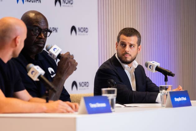 Tomas Okmanas and Eimantas Sabaliauskas, together with NBA legend and entrepreneur Shaquille O Neal, announced a new global partnership. Vilnius, September 29, 2026. Vilnius, Lithuania  Copyright: xPatricijaxAdamoviÄx