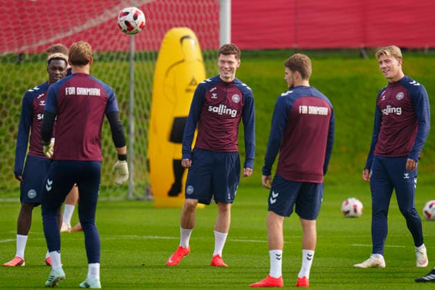 Denmark Nations League: Andreas Skov Olsen, Mohamed Daramy, and Rasmus Hoejlund during training at the national soccer team’s gathering in Helsingør on Tuesday, September 29, 2026. Denmark will play a Nations League match on Thursday at Parken against Portugal. Photo by Liselotte Sabroe, Ritzau Scanpix, Copenhagen, Denmark  Copyright: Ritzau Scanpix LiselottexSabroex spdk20260929-130137-L