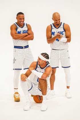 Orlando Magic Media Day 2026, Orlando, Florida, USA Orlando, Florida, USA, September 28, 2026, Desmond Bane 3, Jalen Suggs 4 and Anthopny Black 0 poses during the Orlando Magic Media Day at the Advent Health Training Center. Copyright: xMartyxJean-Louisx