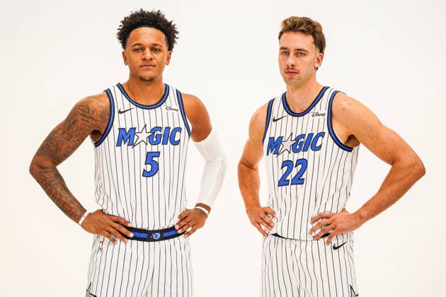 Orlando Magic Media Day 2026, Orlando, Florida, USA Orlando, Florida, USA, September 28, 2026, Paolo Banchero 5 and Franz Wagner 22 poses during the Orlando Magic Media Day at the Advent Health Training Center. Copyright: xMartyxJean-Louisx