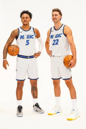 Orlando Magic Media Day 2026, Orlando, Florida, USA Orlando, Florida, USA, September 28, 2026, Paolo Banchero 5 and Franz Wagner 22 poses during the Orlando Magic Media Day at the Advent Health Training Center. Copyright: xMartyxJean-Louisx