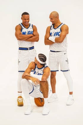 Orlando Magic Media Day 2026, Orlando, Florida, USA Orlando, Florida, USA, September 28, 2026, Desmond Bane 3, Jalen Suggs 4 and Anthopny Black 0 poses during the Orlando Magic Media Day at the Advent Health Training Center. Copyright: xMartyxJean-Louisx