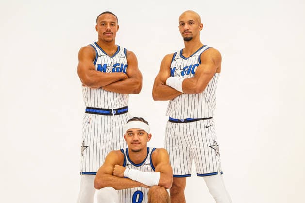 Orlando Magic Media Day 2026, Orlando, Florida, USA Orlando, Florida, USA, September 28, 2026, Desmond Bane 3, Jalen Suggs 4 and Anthopny Black 0 poses during the Orlando Magic Media Day at the Advent Health Training Center. Copyright: xMartyxJean-Louisx