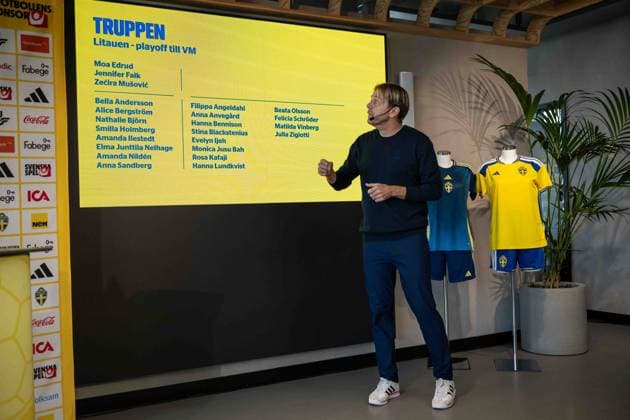 September 29, 2026: Head coach Tony Gustavsson of the Swedish women’s national soccer team during a press conference on September 29, 2026 in Stockholm. Photo by Jesper Zerman, BILDBYRAN, code JZ JZ0761. soccer, football, fotball, World Cup qualifiers, FIFA Women’s World Cup qualifiers, national team selection, Sweden, team presentation, women’s soccer Copyright: JESPERxZERMAN BB260929JZ014