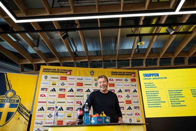 September 29, 2026: Head coach Tony Gustavsson of the Swedish women’s national soccer team during a press conference on September 29, 2026 in Stockholm. Photo by Jesper Zerman, BILDBYRAN, code JZ JZ0761. soccer, football, fotball, World Cup qualifiers, FIFA Women’s World Cup qualifiers, national team selection, Sweden, team presentation, women’s soccer Copyright: JESPERxZERMAN BB260929JZ015