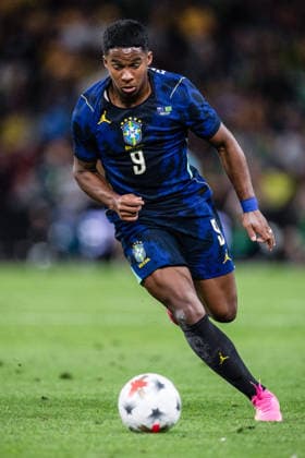 BRISBANE, AUSTRALIA - SEPTEMBER 29: Endrick of Brazil runs with the ball during the International Friendly, Länderspiel, Nationalmannschaft football match between Australia and Brazil at Suncorp Stadium on September 29, 2026 in Brisbane, Australia. (Photo by Ricardo Nogueira Sports Press Photo) Copyright: xRicardoxNogueira SportsxPressxPhotox Sportspressphoto_SPR242122
