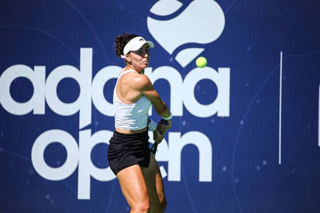 WTA, Tennis Damen 125 Adana Open Tennis Tournament ADANA, TURKIYE - SEPTEMBER 29: Turkish tennis player Ayla Aksu Kahraman competes against Elena Pridankina (not seen) during their round of 32 match at the WTA 125 Adana Open Tennis Tournament at Adana Tennis, Mountain and Water Sports Club (ATDSK) in Adana, Turkiye on September 29, 2026. Yakup Saglam Anadolu Adana Turkey. Editorial use only. Please get in touch for any other usage.  Copyright: x2026xAnadoluxYakupxSaglamx