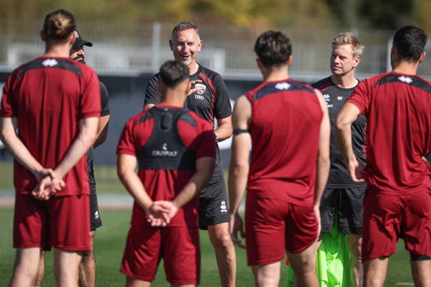 3rd League Season 2026–27 1: Training Session with Achim Beierlorzer Head Coach Achim Beierlorzer (FCI), Assistant Coach Markus Feldhoff (FCI), Photo by Jürgen Meyer 3rd League Season 2026–27 1: Training Session with Achim Beierlorzer