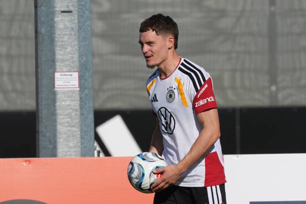 Florian Wirtz Germany is having fun at Herzo Base on September 29, 2026—German National Team Nations League Preparation, Home Ground, HerzoBase, World of Adidas, Herzogenaurach