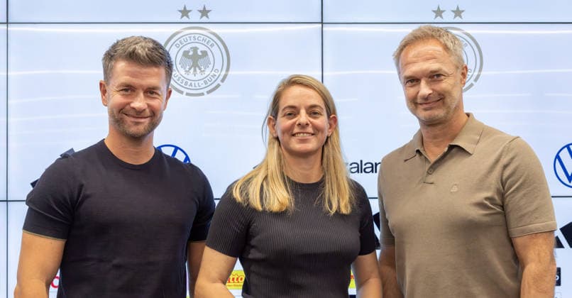 Women s National Team Roster Announcement: From left, U-23 Head Coach Michael Urbansky, DFB Sports Director Nia Künzer, and National Team Head Coach Christian Wück. Press conference at the DFB Campus in Frankfurt am Main on September 29, 2026; Frankfurt am Main, Hesse, Germany; DFB Campus