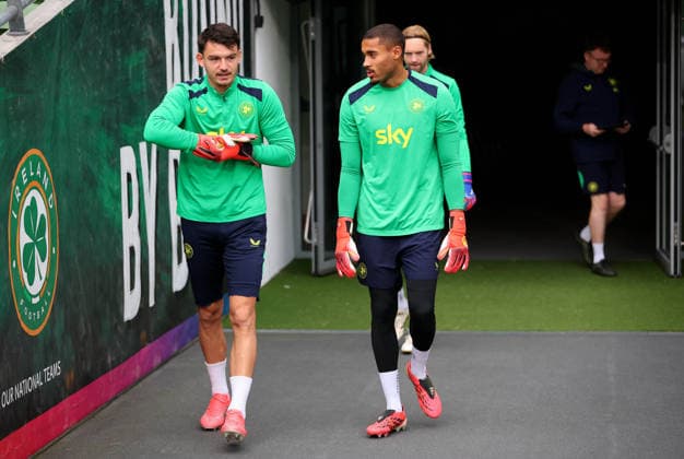 Republic of Ireland Squad Training, Aviva Stadium, Dublin 29 9 2026 Goalkeepers Max O Leary and Gavin Bazunu Max O Leary and Gavin Bazunu 29 9 2026  Copyright: xx RB1_1175