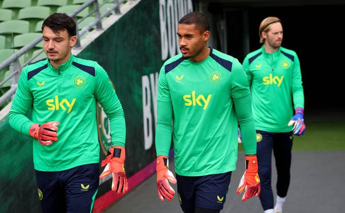 Republic of Ireland Squad Training, Aviva Stadium, Dublin 29 9 2026 Goalkeepers Max O Leary and Gavin Bazunu Max O Leary and Gavin Bazunu 29 9 2026  Copyright: xx RB1_1218