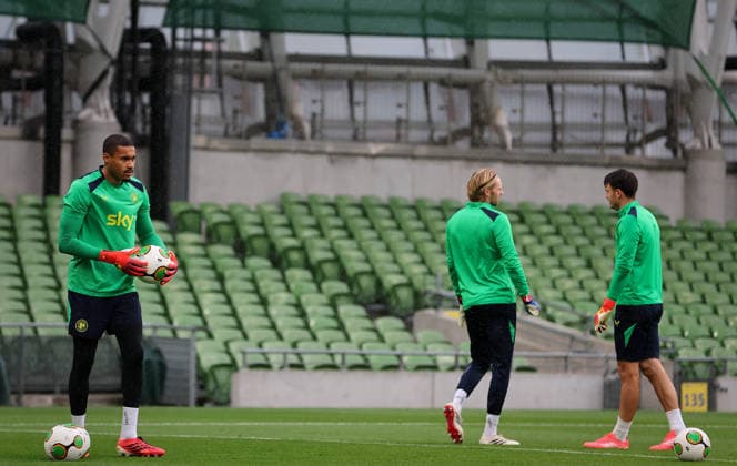 Republic of Ireland Squad Training, Aviva Stadium, Dublin 29 9 2026 Goalkeepers Gavin Bazunu, Caoimhin Kelleher and Max O Leary Gavin Bazunu, Caoimhin Kelleher and Max O Leary 29 9 2026  Copyright: xx RB1_1597