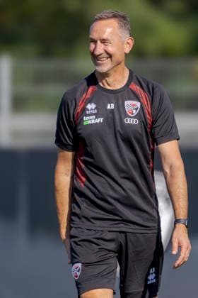 Ingolstadt, Germany, September 29, 2026; 3. Liga 2026–2027; FC Ingolstadt 04; Training; Pictured: FCI Coach Achim Beierlorzer smiling on the field at the Audi Sportpark Bayern training facility Copyright: xFotostandx xSchäferx