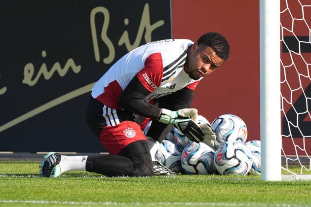 Goalkeeper Noah Atubolu Germany Herzo Base September 29, 2026 German National Team Nations League Preparation, Home Ground, HerzoBase, World of Adidas, Herzogenaurach