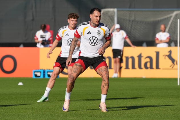 David Raum, Germany; Philipp Treu, Germany; HerzoBase, September 29, 2026; German National Team Nations League Preparation, Home Ground, HerzoBase, World of Adidas, Herzogenaurach