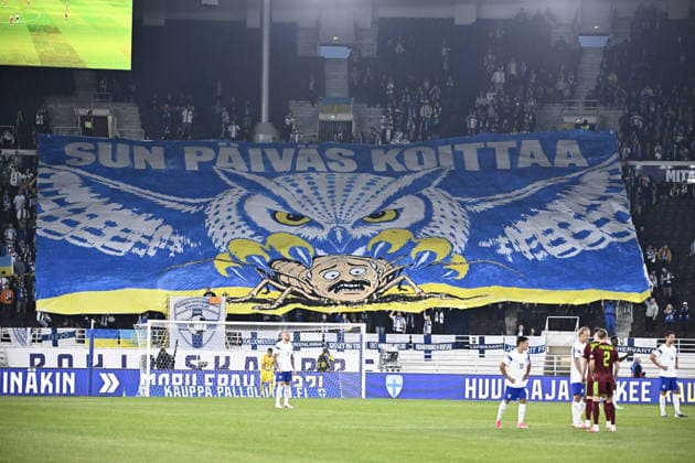 LKS 20260929 A tifo of Finnish fans featuring Belarus President Alexander Lukashenko during the UEFA Nations League League C Group C1 football match between Finland and Belarus in Helsinki, Finland, on September 29, 2026. - RONI REKOMAA Helsinki Finland s1QeA9-HYzw  Copyright: xRonixRekomaax s1QeA9-HYzw