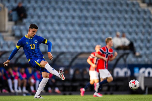September 29, 2026: Eman Kospo of Bosnia and Herzegovina during the UEFA European Under-21 Qualifier soccer match between Norway and Bosnia and Herzegovina on September 29, 2026 in Stavanger. Photo by Marius Simensen. BILDBYRAN COP 238 bbeng bosnia bosnia and herzegovina em qualifiers football soccer norway u21 uefa euro under-21 qualifiers  Copyright: MARIUSxSIMENSEN BB260929BB298