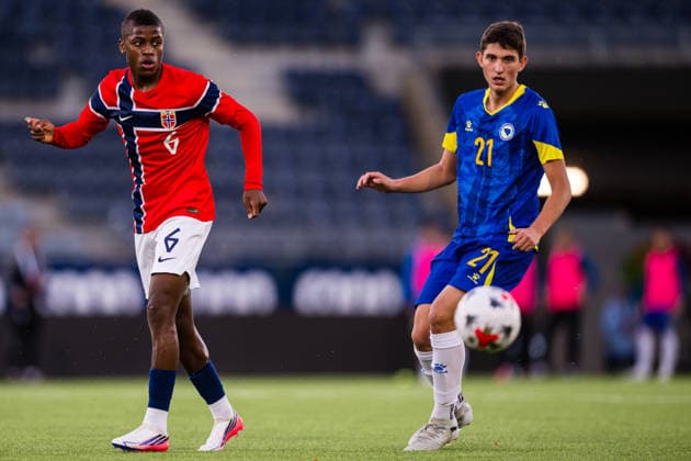 September 29, 2026: Tobias Saliou Moi Sène of Norway during the UEFA European Under-21 Qualifier soccer match between Norway and Bosnia and Herzegovina on September 29, 2026 in Stavanger. Photo by Marius Simensen. BILDBYRAN COP 238 bbeng bosnia bosnia and herzegovina eu qualifiers soccer u21 uefa euro under-21 qualifiers  Copyright: MARIUSxSIMENSEN BB260929BB317
