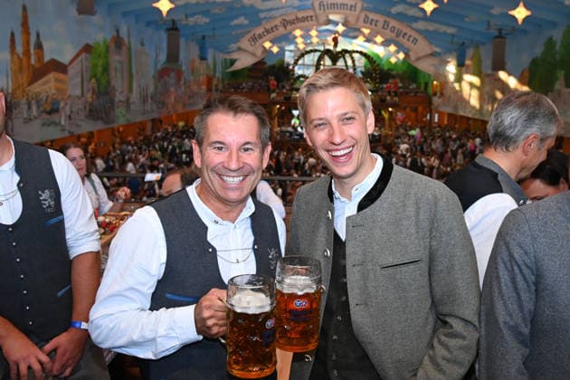 President Gernot MANG 1860, Mayor Dominik KRAUSE Traditional Oktoberfest visit by TSV 1860 Munich, team at the Hacker Pschorr tent on October 19, 2026, at the Theresienwiese in Munich Â