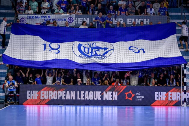 September 29, 2026, Handball, EL, VfL Gummersbach vs. PGE Wybrzeza Gdansk, Matchday 1 of the EHF European League, 2026–27 Men’s Season, Schwalbe Arena, choreography by the fans in the stands, North Rhine-Westphalia, Germany