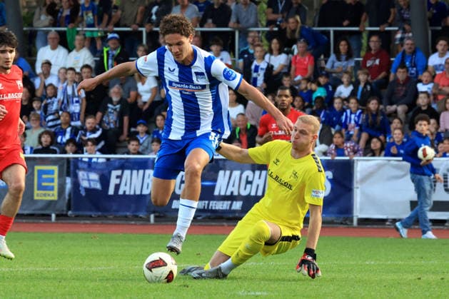 September 29, 2026, DEU GER, Soccer, Friendly Match, 2. Bundesliga, Matchday, 2026–2027 Season, Ernst Reuter Stadium, Berlin, Hertha 03 Zehlendorf vs. Hertha BSC 0–1 (goal by Liam Brenn, Hertha 03 1; Soufian Gouram, Hertha BSC Berlin 33). DFB and DFL regulations prohibit any use of photographs as image sequences and or quasi-video. nordphoto GmbH, Engler, Berlin, Ernst Reuter Stadium, Berlin, Germany Copyright: xNordphotox xEnglerx