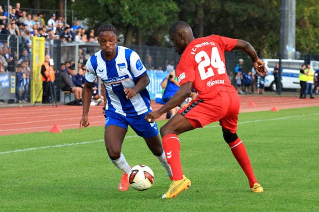 September 29, 2026, Germany, Soccer, Friendly Match, 2. Bundesliga, Matchday, 2026–2027 Season, Ernst Reuter Stadium, Berlin; Hertha 03 Zehlendorf vs. Hertha BSC; Saheed Mustapha; Hertha 03 24; Jelani Ndi, Hertha BSC Berlin 28. DFB and DFL regulations prohibit any use of photographs as image sequences and or quasi-video. nordphoto GmbH, Engler, Berlin Ernst Reuter Stadium, Berlin, Germany Copyright: xNordphotox xEnglerx