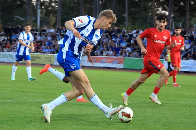 September 29, 2026, Germany, Soccer, Friendly Match, 2. Bundesliga, Matchday, 2026–2027 Season, Ernst Reuter Stadium, Berlin, Hertha 03 Zehlendorf vs. Hertha BSC, Shamil Ziarov, Hertha 03 19, Jan Luca Schuler, Hertha BSC Berlin 18, 2. Bundesliga. DFB and DFL regulations prohibit any use of photographs as image sequences and or quasi-video. nordphoto GmbH, Engler, Berlin Ernst Reuter Stadium, Berlin, Germany Copyright: xNordphotox xEnglerx