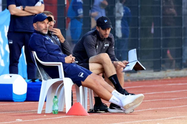 September 29, 2026, Germany, Soccer, Friendly Match, 2. Bundesliga, Matchday, 2026–2027 Season, Ernst Reuter Stadium, Berlin; Hertha03 Zehlendorf vs. Hertha BSC; Hertha BSC Berlin coaching staff: Head Coach Stefan Leitl, Assistant Coach Andre Mijatovic; Assistant Coach Andreas Schumacher, Hertha BSC Berlin, 2. Bundesliga; DFB and DFL regulations prohibit any use of photographs as image sequences and or quasi-video. nordphoto GmbH, Engler, Berlin, Ernst Reuter Stadium, Berlin, Germany Copyright: xNordphotox xEnglerx